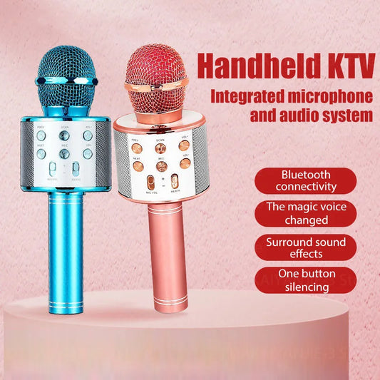 WS858 беспроводной Bluetooth-микрофон для караоке со светодиодной подсветкой