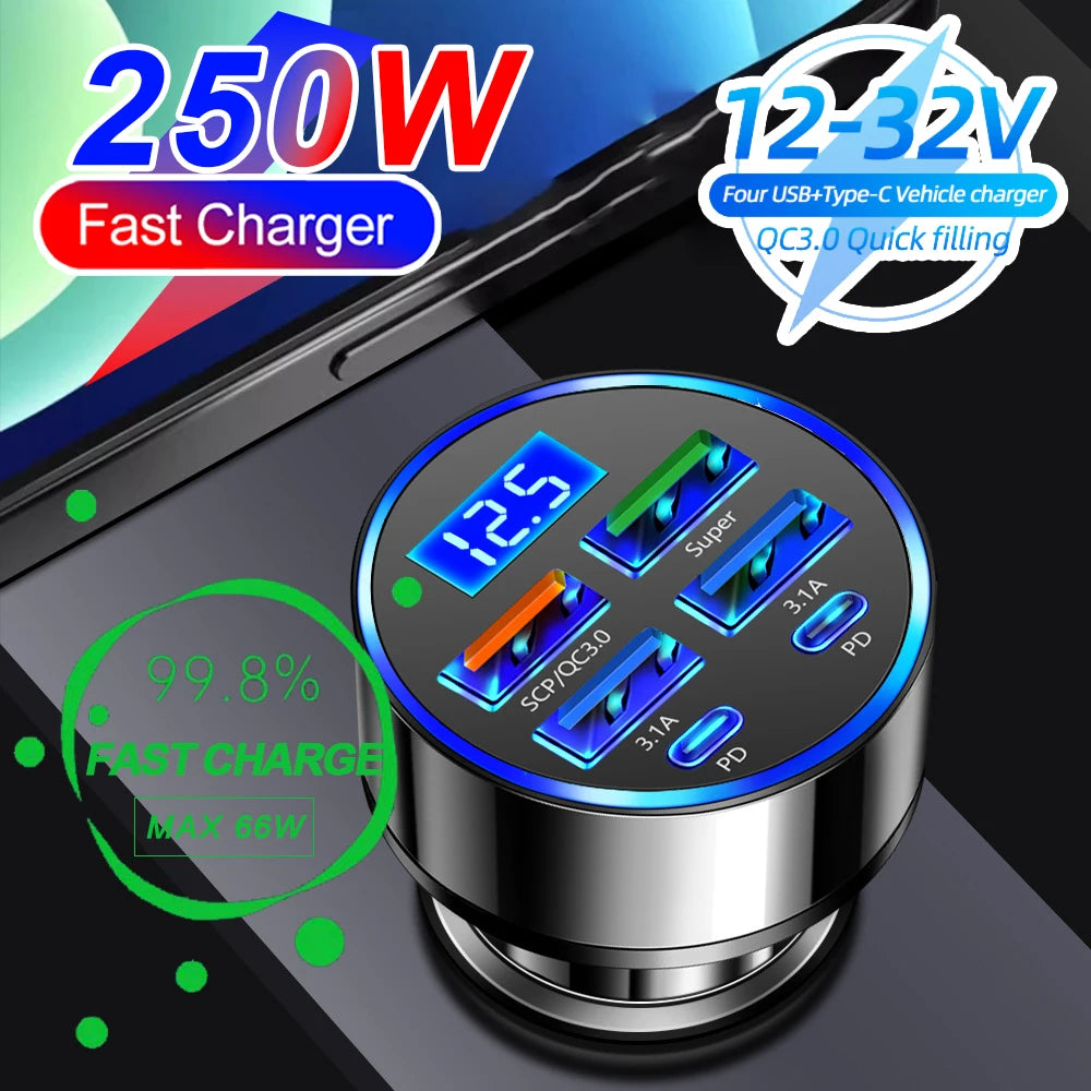 Velev Digital Display 4USB + 2PD Charger