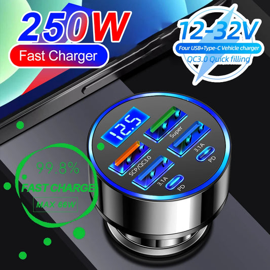 Velev Digital Display 4USB + 2PD Charger