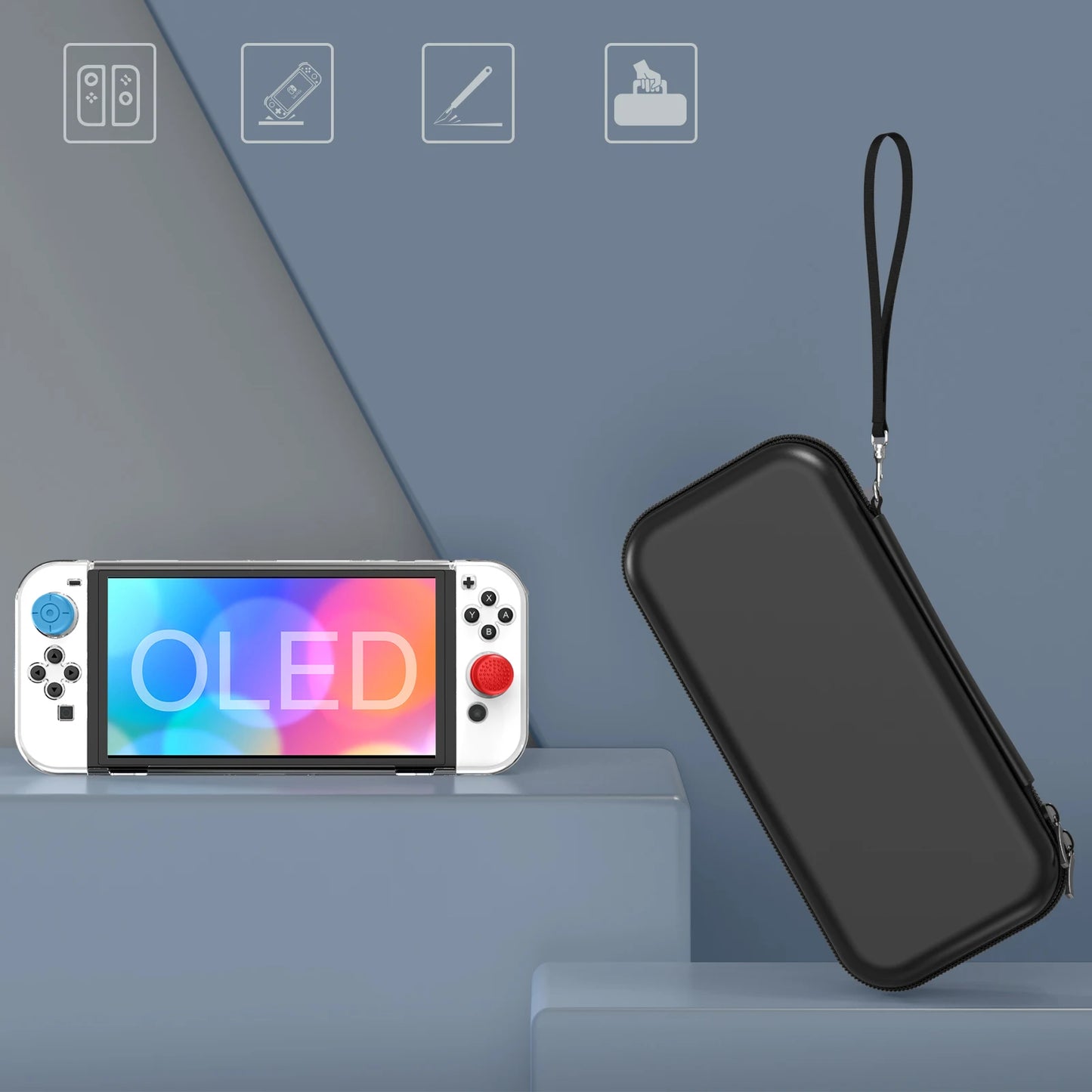 HEYSTOP Carrying Case and Accessories Bundle for Nintendo Switch OLED