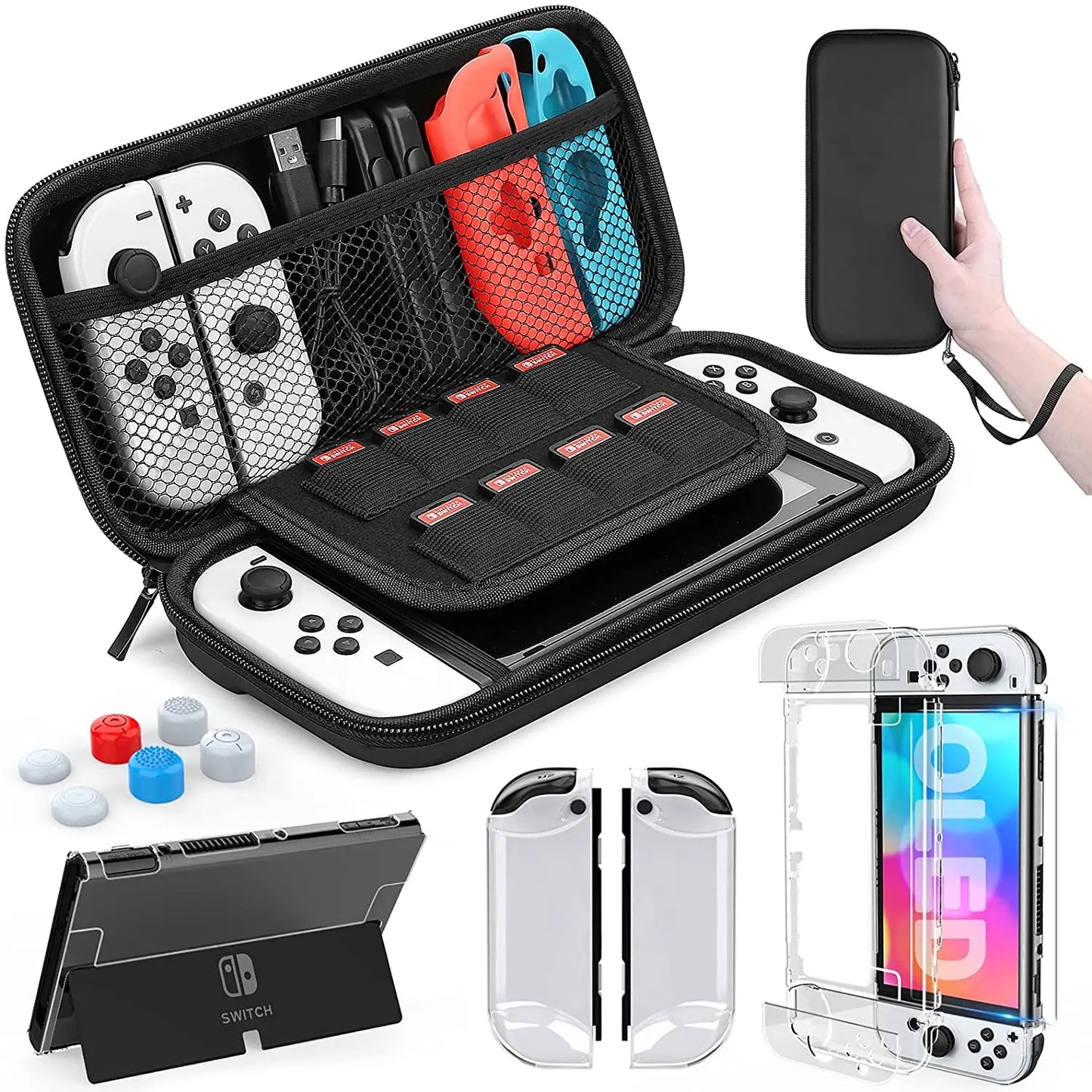 HEYSTOP Carrying Case and Accessories Bundle for Nintendo Switch OLED