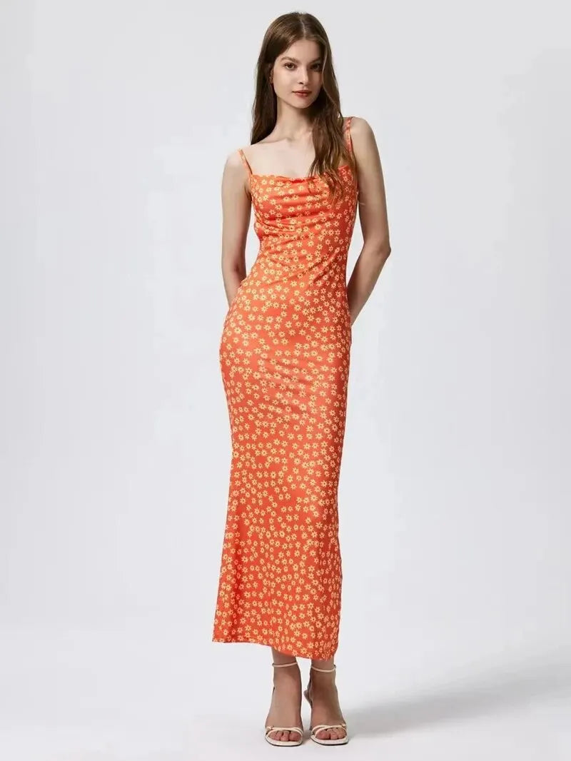 Bohemian Style Backless Slash Neck Ankle-Length Dress