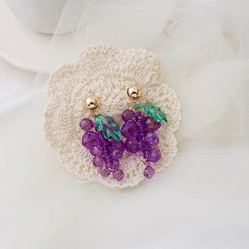 Purple Grape Charm Drop Earrings: KissMuah!