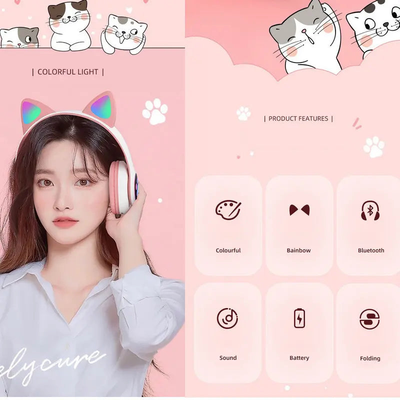 KGG Cat Ear Wireless Headphones