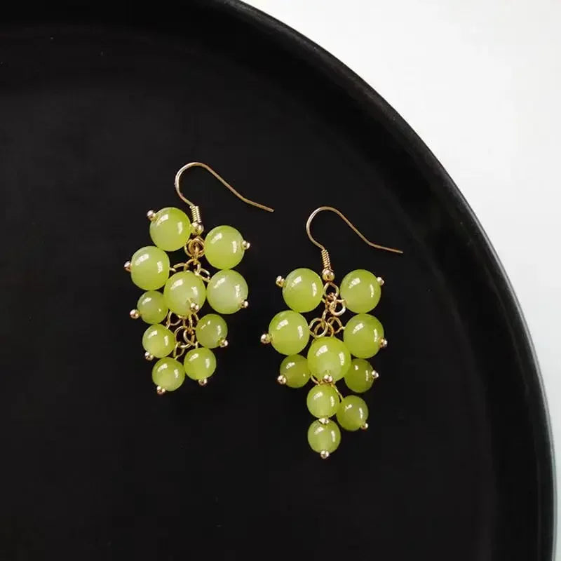 MOONBIFFY Trendy Plant-Shaped Drop Earrings (Zinc Alloy, Glass)