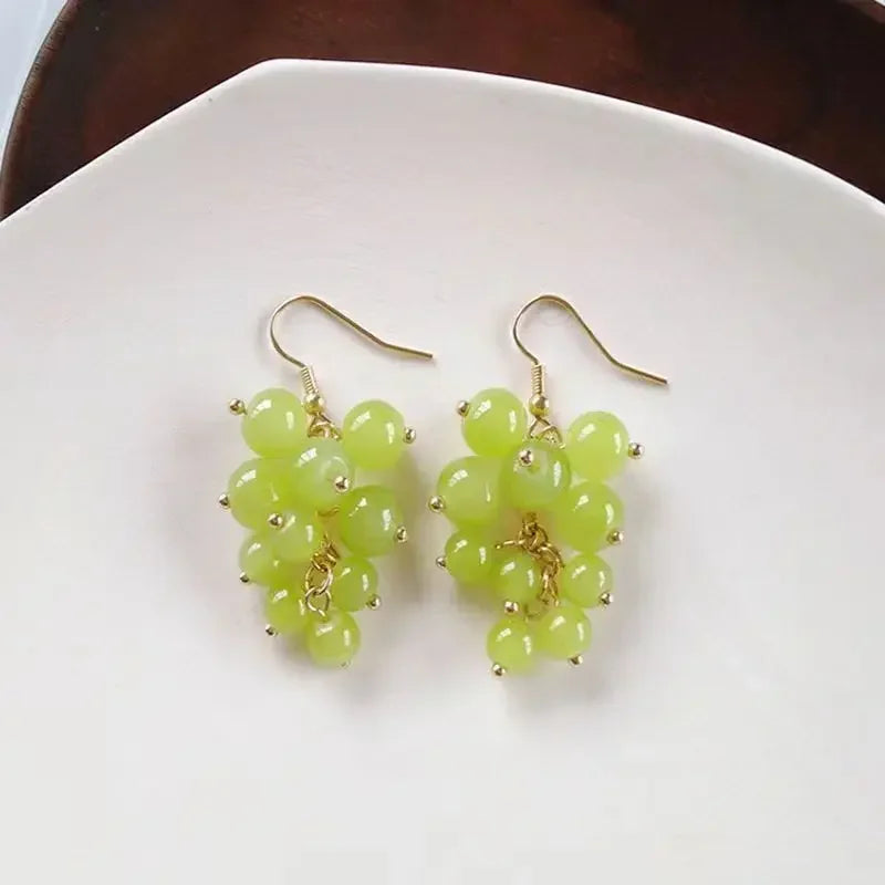 MOONBIFFY Trendy Plant-Shaped Drop Earrings (Zinc Alloy, Glass)