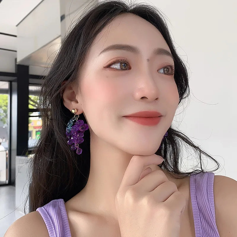 Purple Grape Charm Drop Earrings: KissMuah!