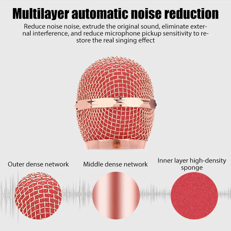 WS858 беспроводной Bluetooth-микрофон для караоке со светодиодной подсветкой