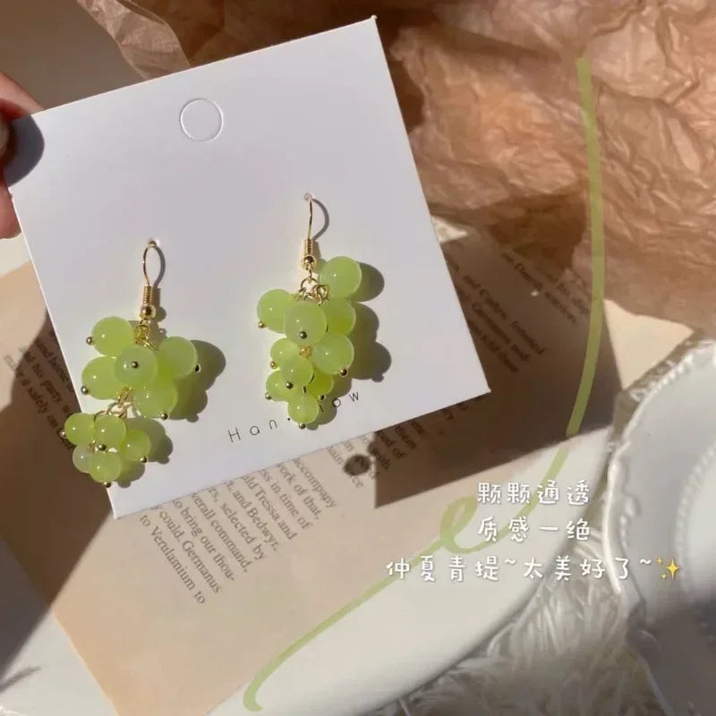 MOONBIFFY Trendy Plant-Shaped Drop Earrings (Zinc Alloy, Glass)