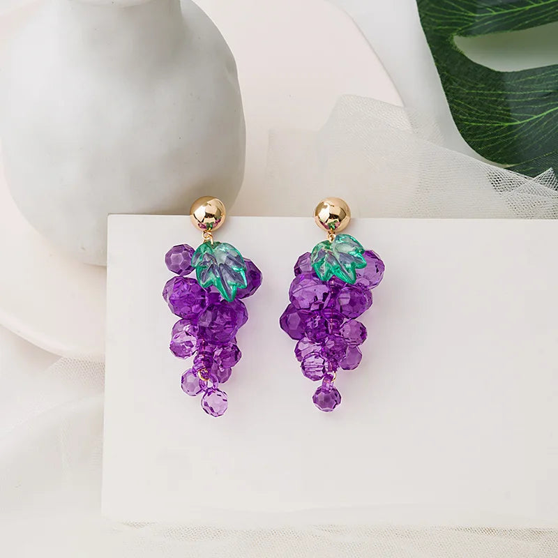 Purple Grape Charm Drop Earrings: KissMuah!