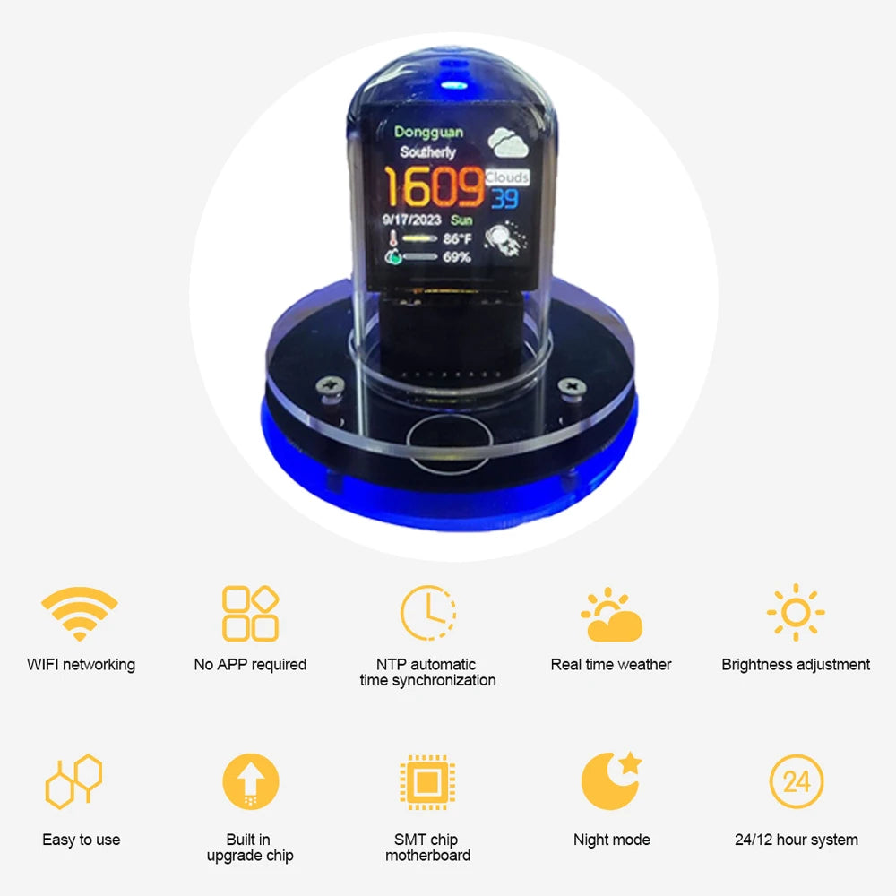 Intelligente WiFi-LED-Uhr mit Nixieröhren