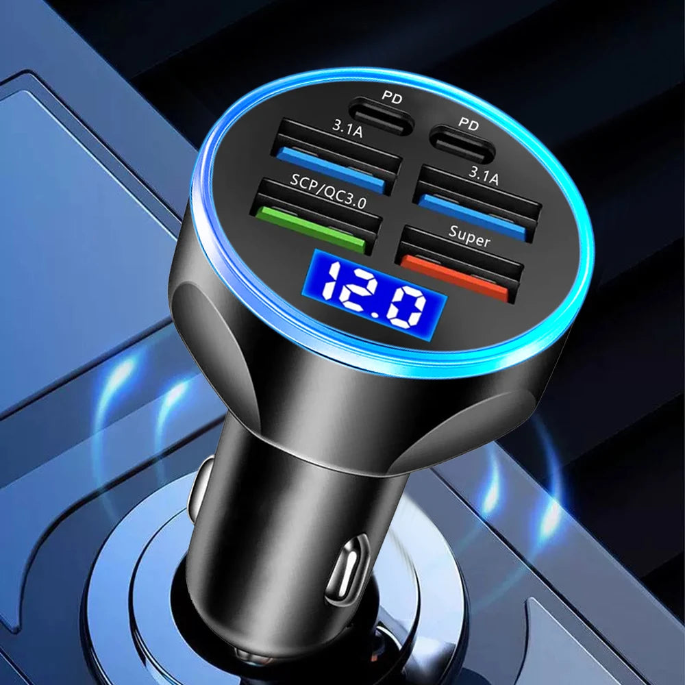 Velev Digital Display 4USB + 2PD Charger