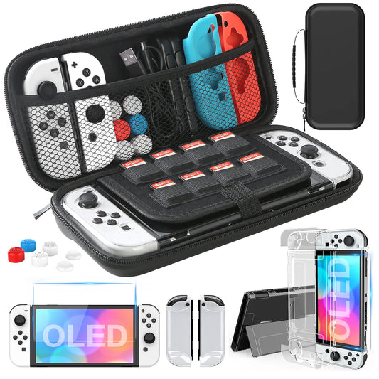 HEYSTOP Carrying Case and Accessories Bundle for Nintendo Switch OLED