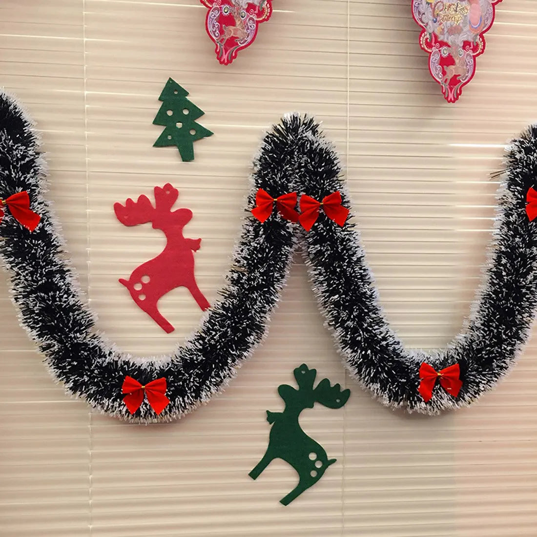 Christmas Ribbon Garland - Red Decoration for Bar Tops 2M