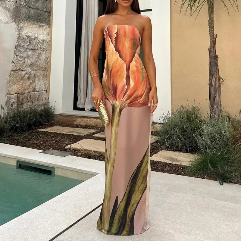 Sexy & Club Strapless Floor-Length Dress