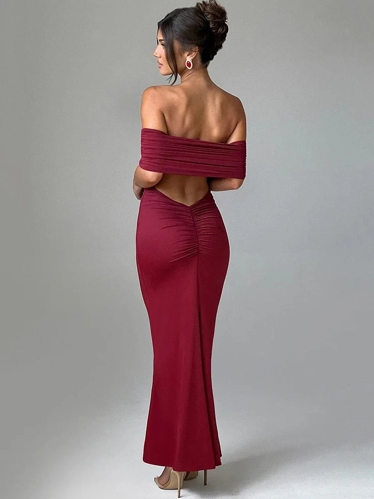 Mozision Sexy & Club Strapless Backless Ankle-Length Dress