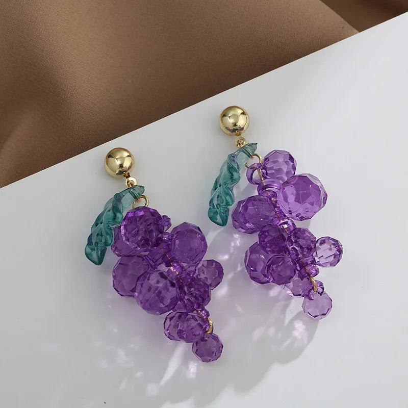 Purple Grape Charm Drop Earrings: KissMuah!